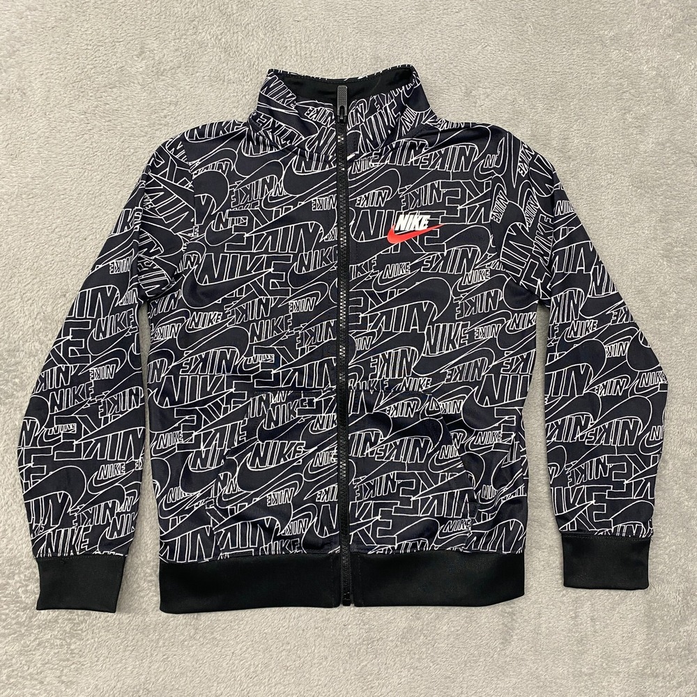 Nike Jacket Large Youth Black Full Zip Futura Allover Print AOP Track Boys Girls